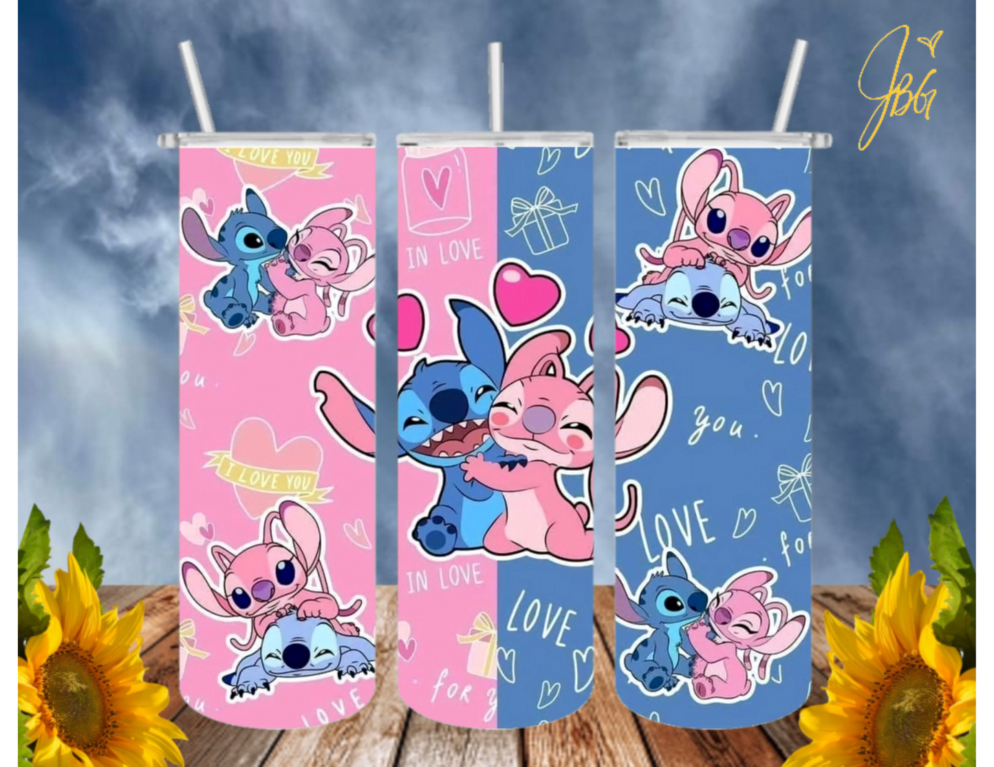 LILO & STITCH 20 Oz Tumbler with 2 Straws, 1 Lid and Straw Cleaner. FREE SHIPPING. Stainless Steel, Sublimation Tumbler Cup.