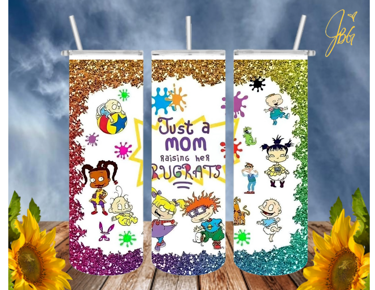 RUGRATS 20 Oz Tumbler with 1 Lid, 2 Straws and 1 Straw Cleaner. FREE SHIPPING. Stainless Steel. Sublimation Tumbler Cup.