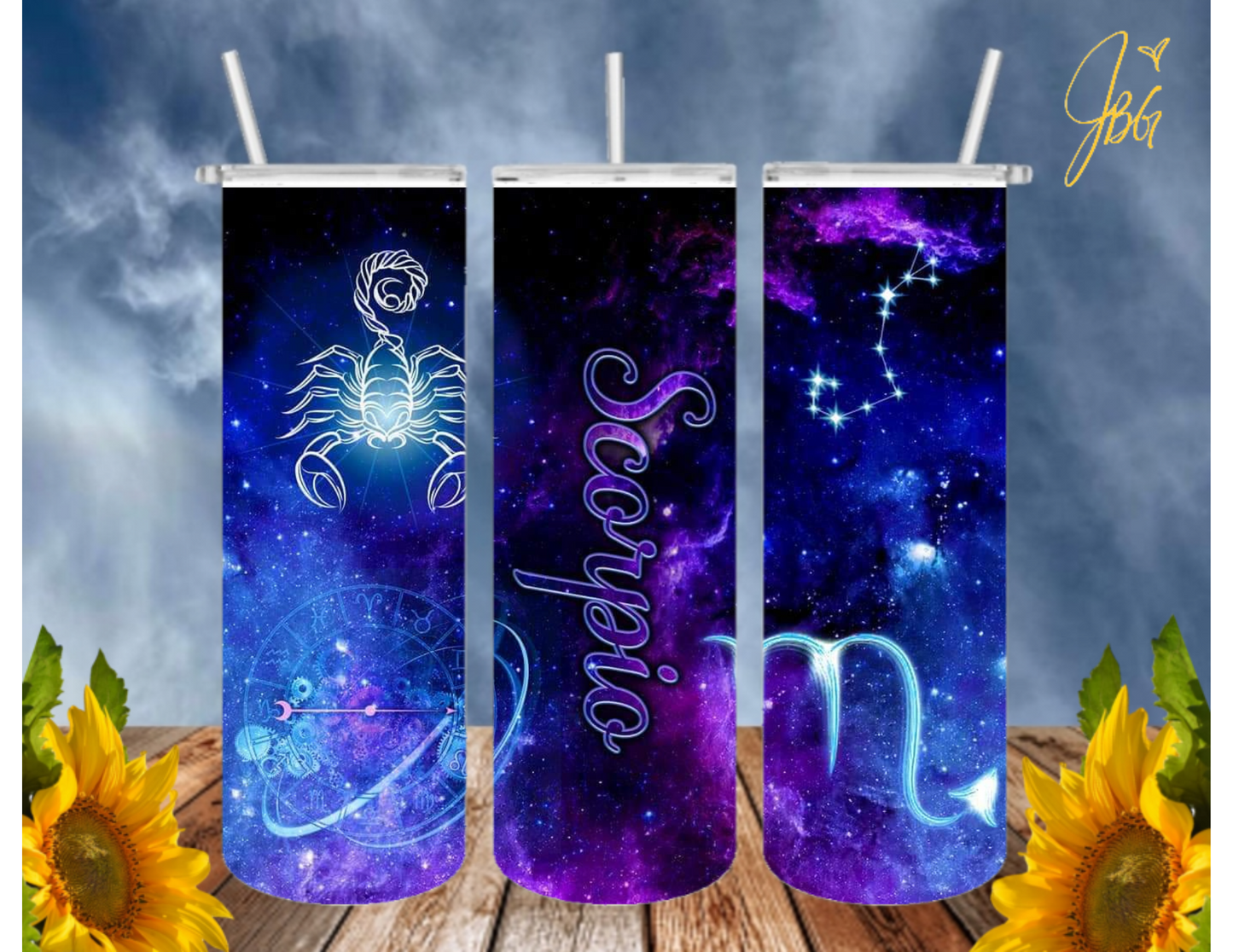 ZODIAC SIGNS 20 Oz Tumbler with 1 Lid, 2 Straws and 1 Straw Cleaner. FREE SHIPPING. Stainless Steel. Sublimation Tumbler Cup.