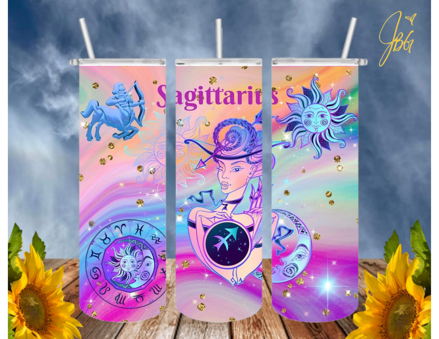 ZODIAC SIGNS 20 Oz Tumbler with 1 Lid, 2 Straws and 1 Straw Cleaner. FREE SHIPPING. Stainless Steel. Sublimation Tumbler Cup.