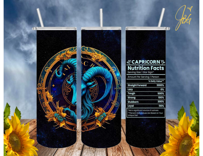 ZODIAC SIGNS 20 Oz Tumbler with 1 Lid, 2 Straws and 1 Straw Cleaner. FREE SHIPPING. Stainless Steel. Sublimation Tumbler Cup.