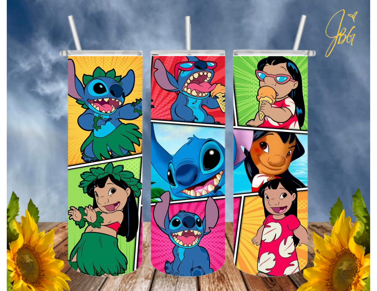 LILO & STITCH 20 Oz Tumbler with 2 Straws, 1 Lid and Straw Cleaner. FREE SHIPPING. Stainless Steel, Sublimation Tumbler Cup.