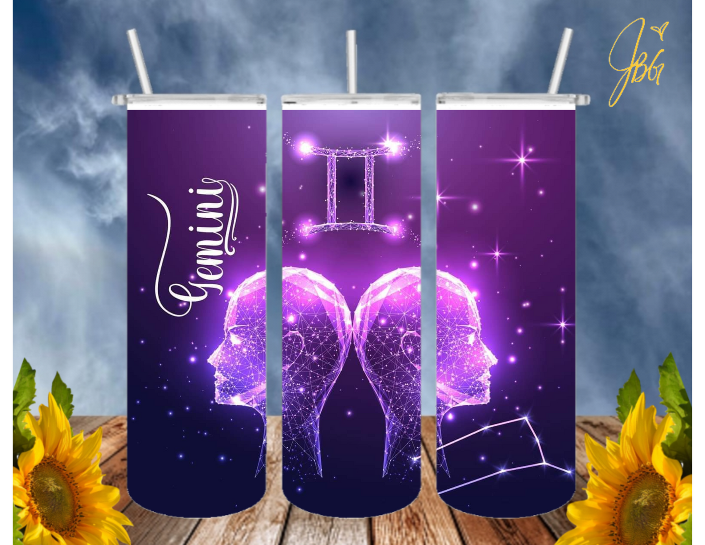 ZODIAC SIGNS 20 Oz Tumbler with 1 Lid, 2 Straws and 1 Straw Cleaner. FREE SHIPPING. Stainless Steel. Sublimation Tumbler Cup.