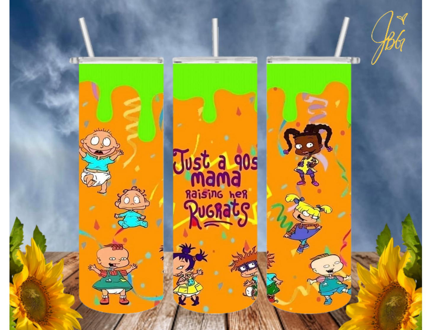 RUGRATS 20 Oz Tumbler with 1 Lid, 2 Straws and 1 Straw Cleaner. FREE SHIPPING. Stainless Steel. Sublimation Tumbler Cup.