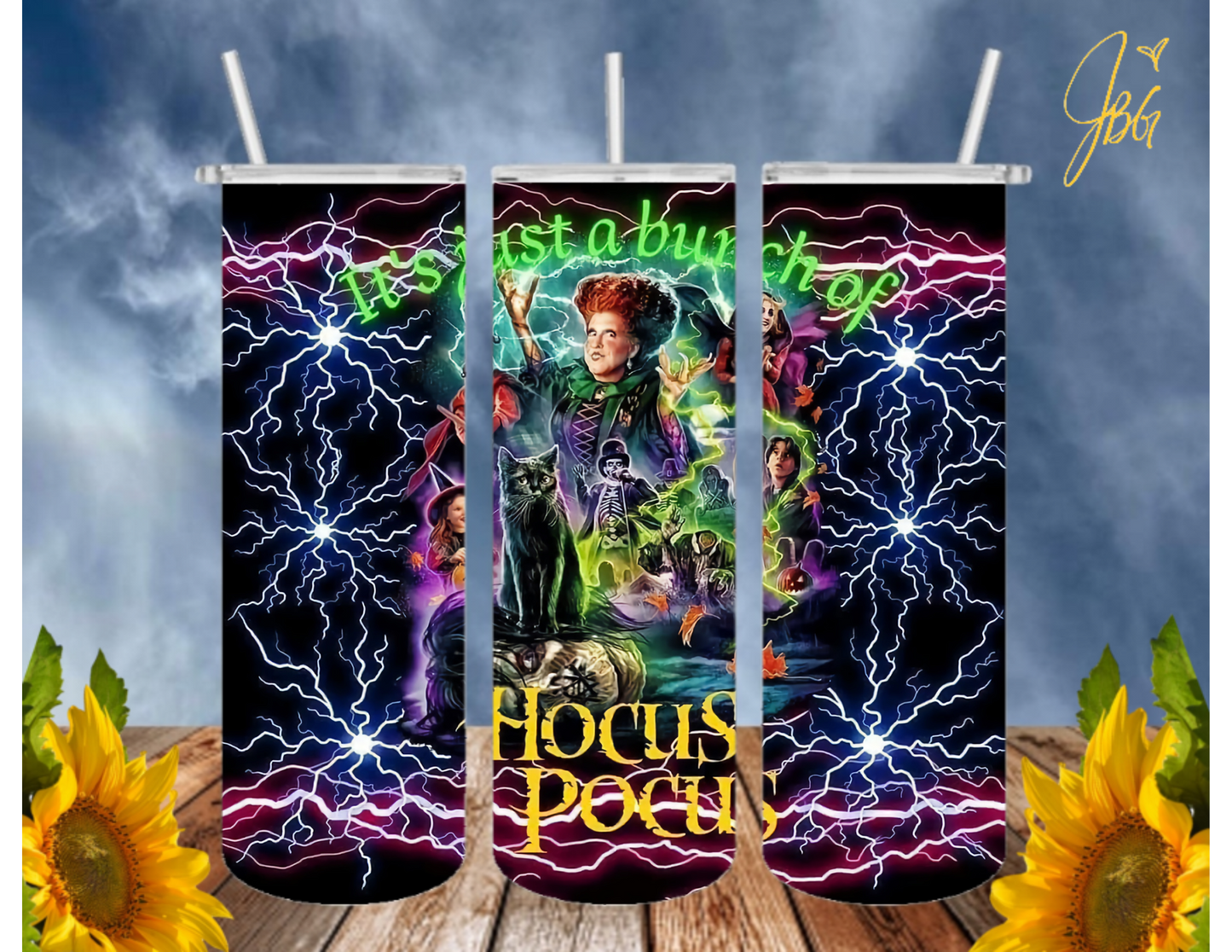 HOCUS POCUS 20 Oz Tumbler with 2 Straws, 1 Lid and Straw Cleaner. FREE SHIPPING. Stainless Steel. Sublimation Tumbler Cup.