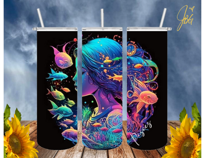 ZODIAC SIGNS 20 Oz Tumbler with 1 Lid, 2 Straws and 1 Straw Cleaner. FREE SHIPPING. Stainless Steel. Sublimation Tumbler Cup.