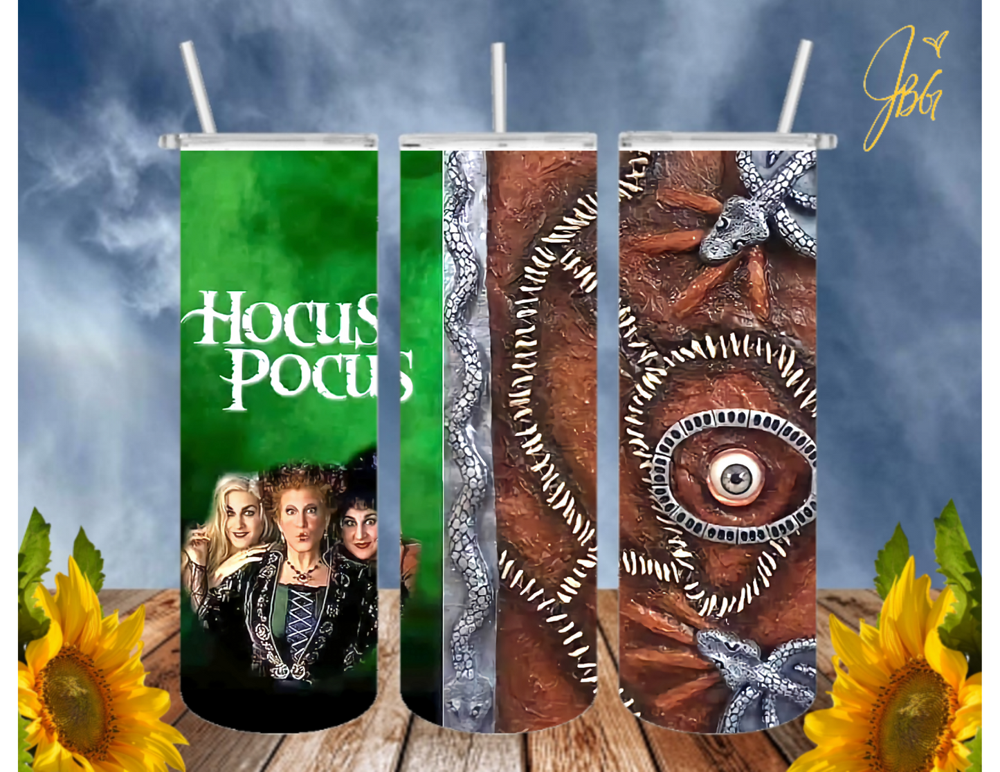 HOCUS POCUS 20 Oz Tumbler with 2 Straws, 1 Lid and Straw Cleaner. FREE SHIPPING. Stainless Steel. Sublimation Tumbler Cup.