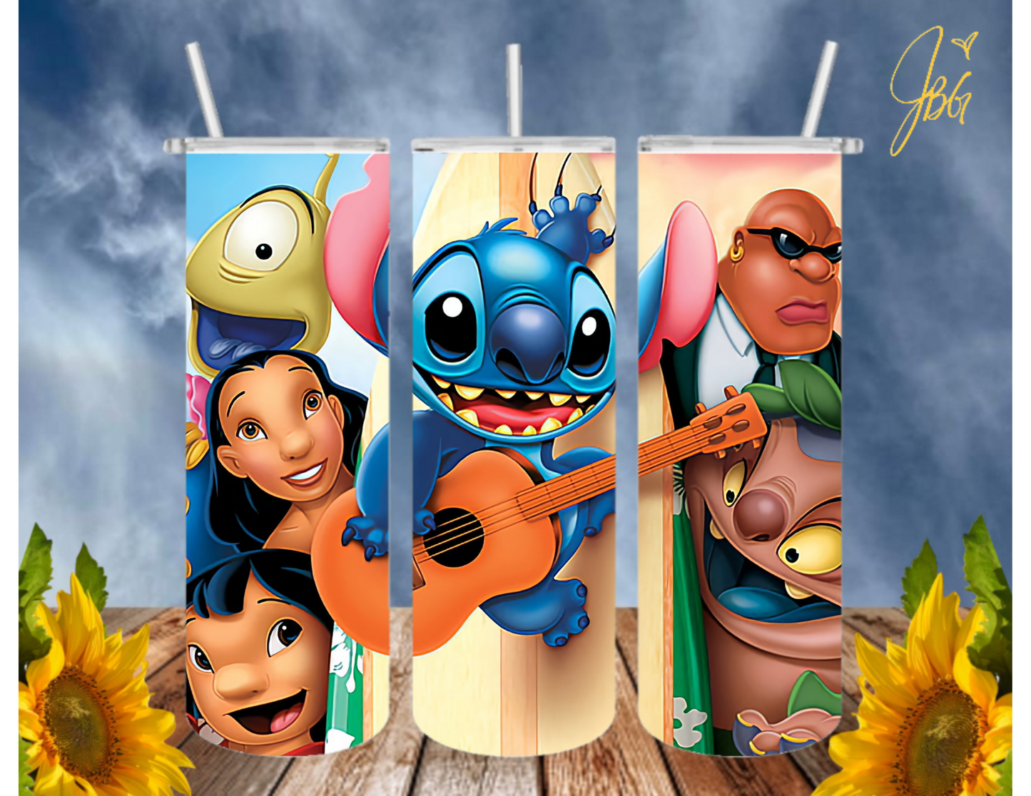 LILO & STITCH 20 Oz Tumbler with 2 Straws, 1 Lid and Straw Cleaner. FREE SHIPPING. Stainless Steel, Sublimation Tumbler Cup.