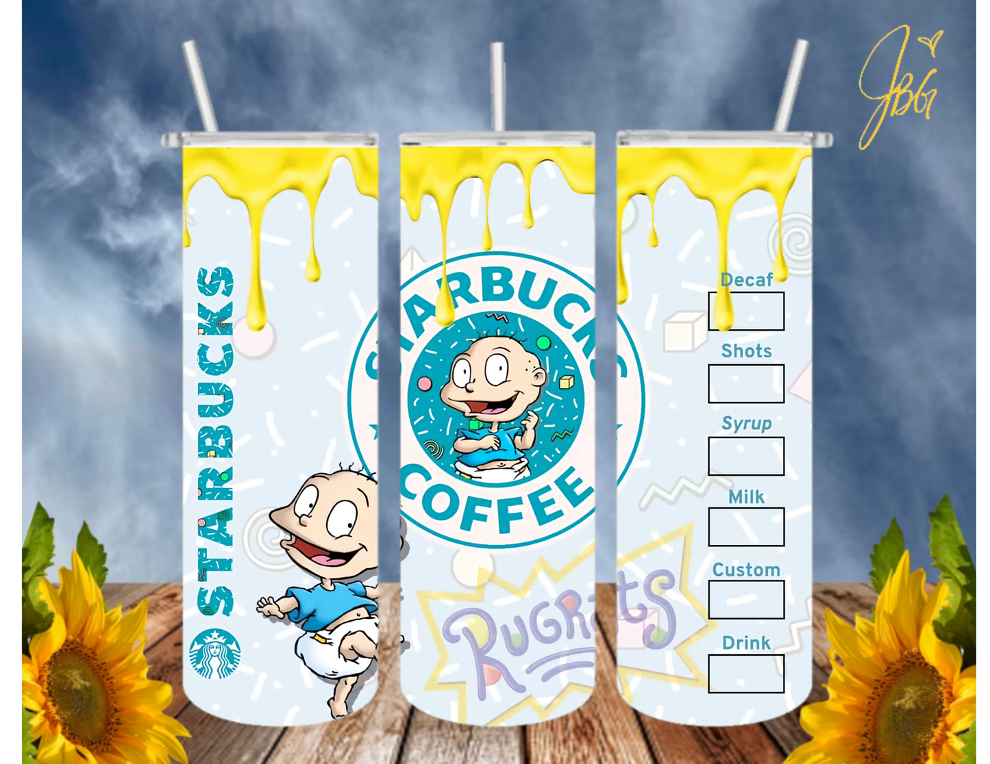 RUGRATS 20 Oz Tumbler with 1 Lid, 2 Straws and 1 Straw Cleaner. FREE SHIPPING. Stainless Steel. Sublimation Tumbler Cup.