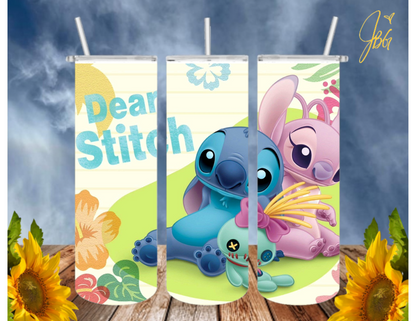 LILO & STITCH 20 Oz Tumbler with 2 Straws, 1 Lid and Straw Cleaner. FREE SHIPPING. Stainless Steel, Sublimation Tumbler Cup.