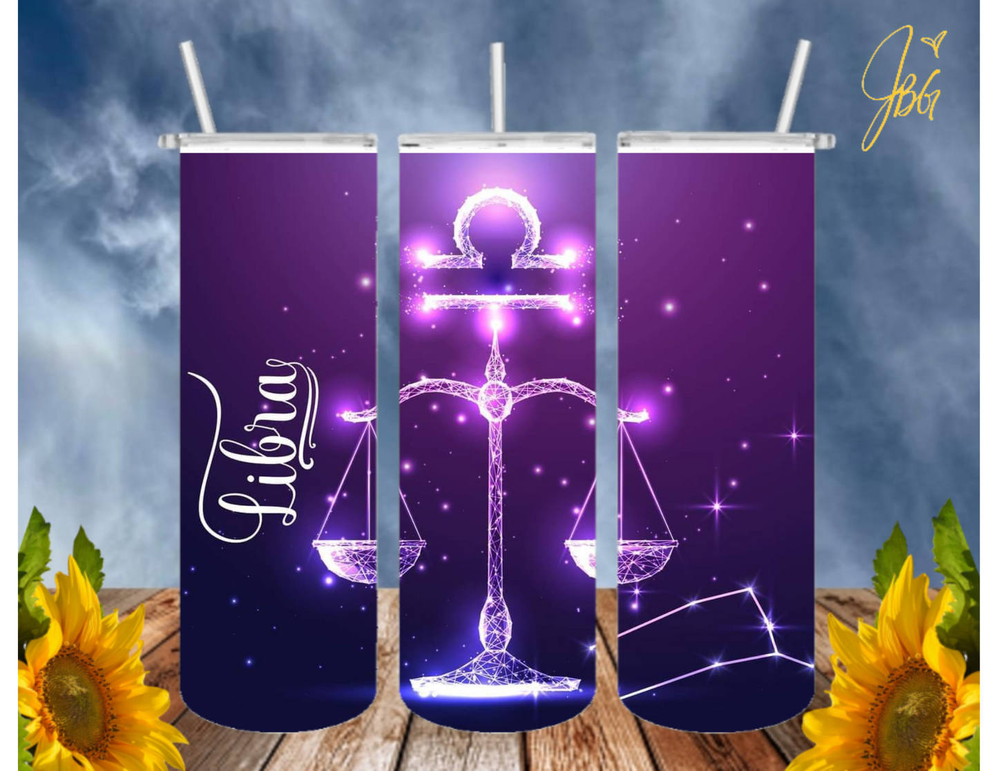 ZODIAC SIGNS 20 Oz Tumbler with 1 Lid, 2 Straws and 1 Straw Cleaner. FREE SHIPPING. Stainless Steel. Sublimation Tumbler Cup.