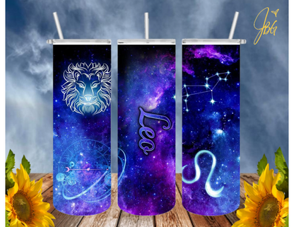 ZODIAC SIGNS 20 Oz Tumbler with 1 Lid, 2 Straws and 1 Straw Cleaner. FREE SHIPPING. Stainless Steel. Sublimation Tumbler Cup.