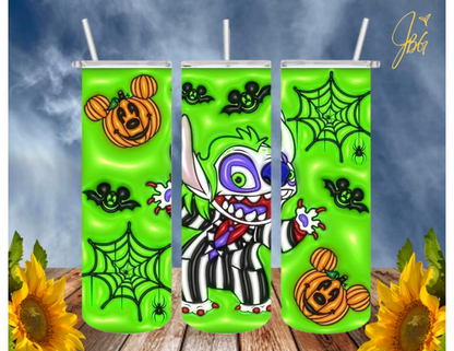 BEETLEJUICE 20 Oz Tumbler with 2 Straws, 1 Lid and Straw Cleaner. FREE SHIPPING. Stainless Steel. Sublimation Tumbler Cup.