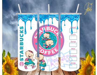 RUGRATS 20 Oz Tumbler with 1 Lid, 2 Straws and 1 Straw Cleaner. FREE SHIPPING. Stainless Steel. Sublimation Tumbler Cup.