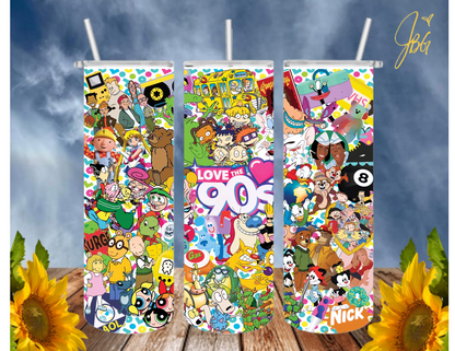 RUGRATS 20 Oz Tumbler with 1 Lid, 2 Straws and 1 Straw Cleaner. FREE SHIPPING. Stainless Steel. Sublimation Tumbler Cup.