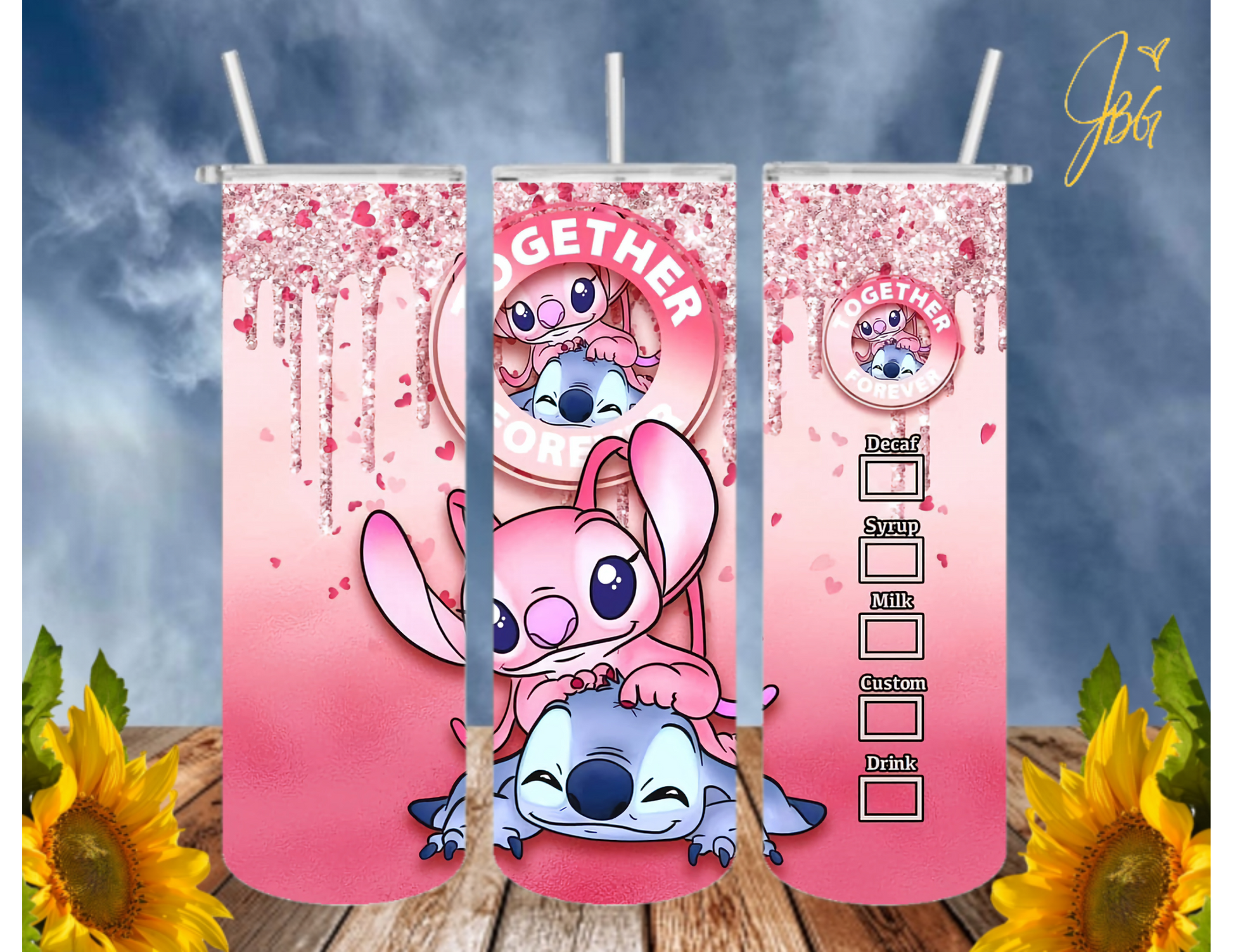 Stitch Angel Tumbler 20oz Insulated Stainless Steel Travel Mug Cup Straw Lid
