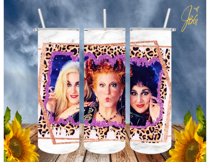 HOCUS POCUS 20 Oz Tumbler with 2 Straws, 1 Lid and Straw Cleaner. FREE SHIPPING. Stainless Steel. Sublimation Tumbler Cup.