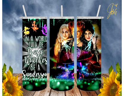 HOCUS POCUS 20 Oz Tumbler with 2 Straws, 1 Lid and Straw Cleaner. FREE SHIPPING. Stainless Steel. Sublimation Tumbler Cup.