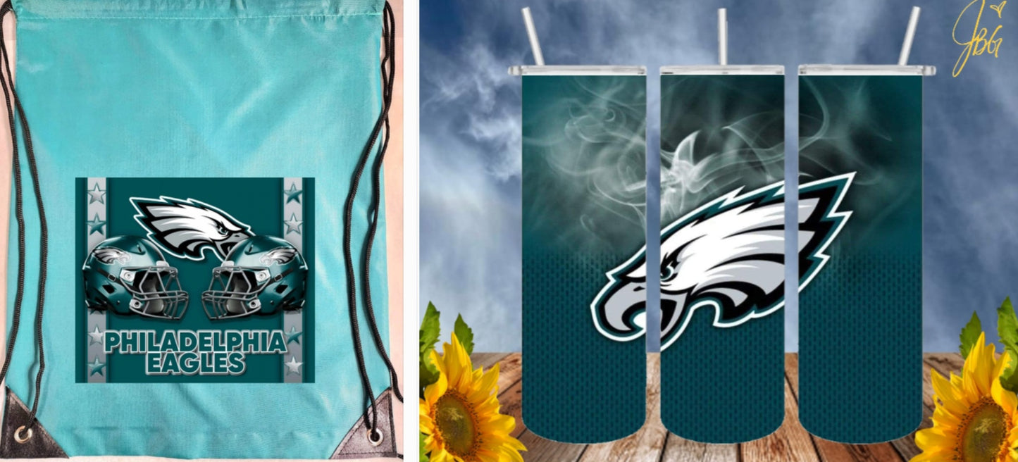 NFL Bundle Deal Pack.. FREE SHIPPING. 20 Oz Sublimation Tumbler with Straw and Lid + Drawstring Bags and Save. 1 Tumbler + 1 Drawstring Bag = Bundle Deal