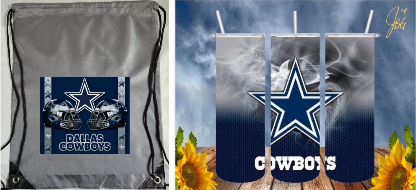 NFL Bundle Deal Pack.. FREE SHIPPING. 20 Oz Sublimation Tumbler with Straw and Lid + Drawstring Bags and Save. 1 Tumbler + 1 Drawstring Bag = Bundle Deal