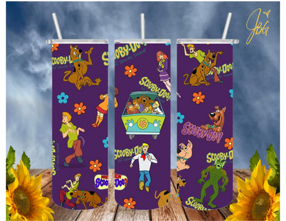 SCOOBY DOO 20 Oz Tumbler with 2 Straws, 1 Lid & Straw Cleaner. FREE SHIPPING. Stainless Steel. Sublimation Tumbler Cup.