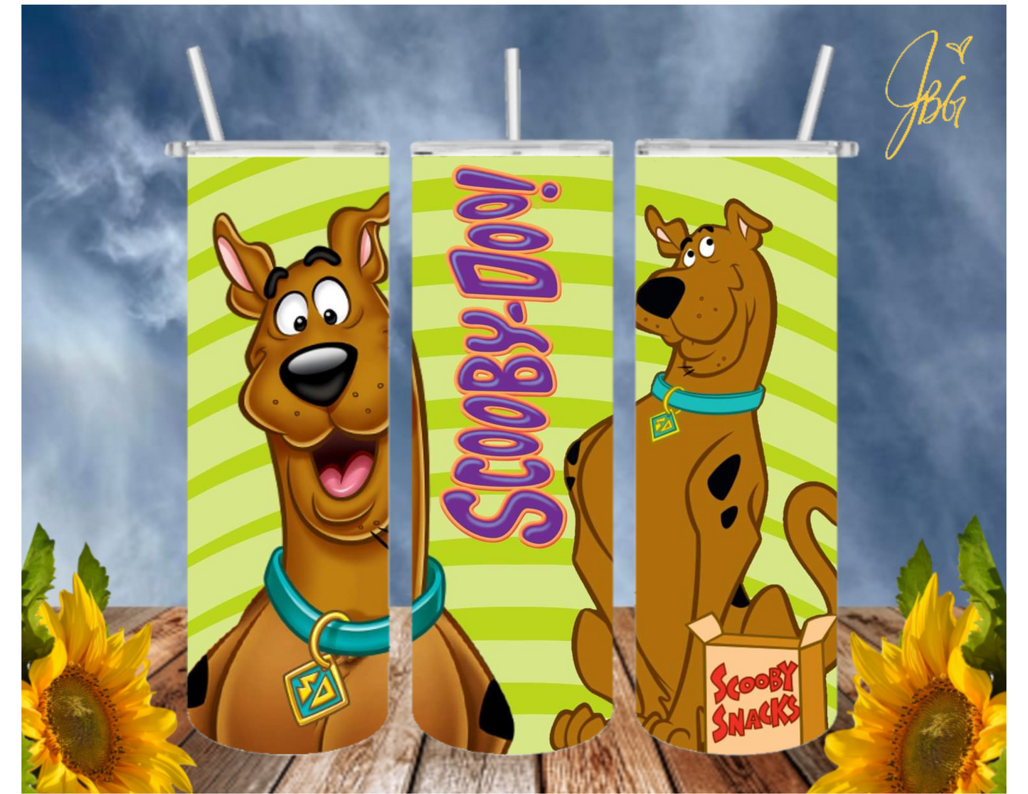 SCOOBY DOO 20 Oz Tumbler with 2 Straws, 1 Lid & Straw Cleaner. FREE SHIPPING. Stainless Steel. Sublimation Tumbler Cup.