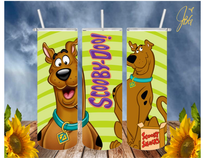 SCOOBY DOO 20 Oz Tumbler with 2 Straws, 1 Lid & Straw Cleaner. FREE SHIPPING. Stainless Steel. Sublimation Tumbler Cup.